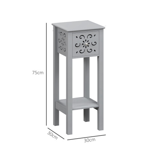 Homcom HOMCOM Bedside Table Set, End Table Set with Drawer and Storage Shelf, Grey 1