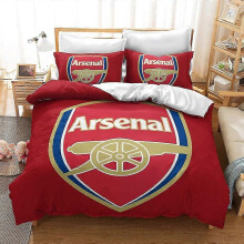 (Single135x200cm, One size) Football Arsenal Duvet Cover Unique Gift Christmas Bedding Set Wrinkle Free Light Weight Durable + 2 Pillowcases )