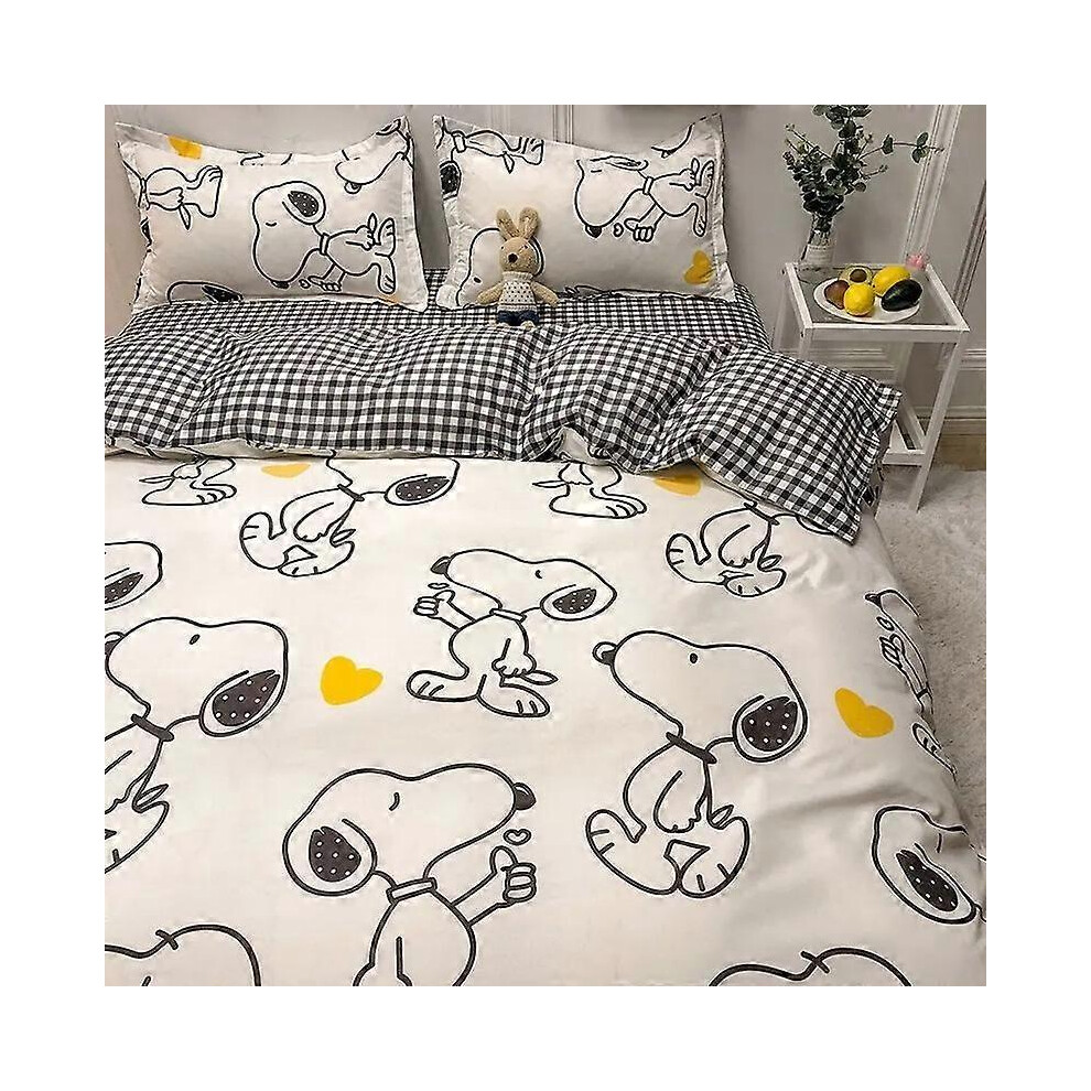 (135x200cm 53x78in, One size) B332 Bed Sheets Cute Snoopy Cartoon Duvet Cover Bedding Set 100% Polyester 3D Digital Printing Bedding King Size Printing Children's Gift Bed Sheets H