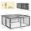PawHut PawHut Rabbit Hutch, Folding Wooden Rabbit Run with Openable Top, Grey 2
