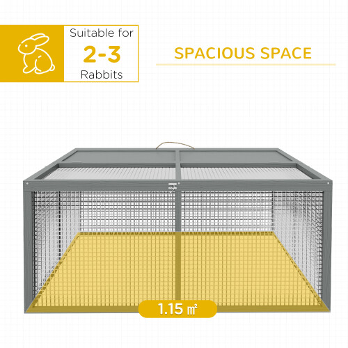 PawHut PawHut Rabbit Hutch, Folding Wooden Rabbit Run with Openable Top, Grey 2