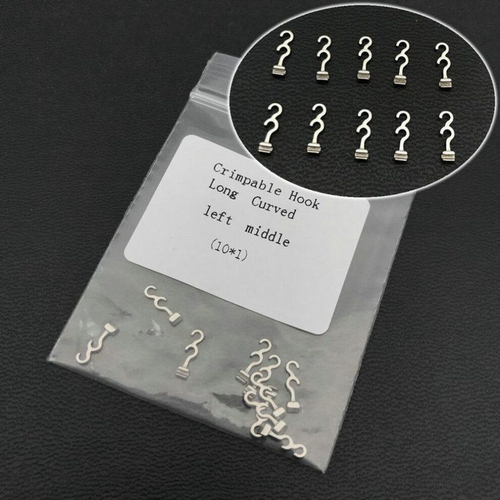 (Left Size) 10pcs Dental Crimpable Hooks Long Curved Right/left Dental Orthodontic Hook 10pc/bag
