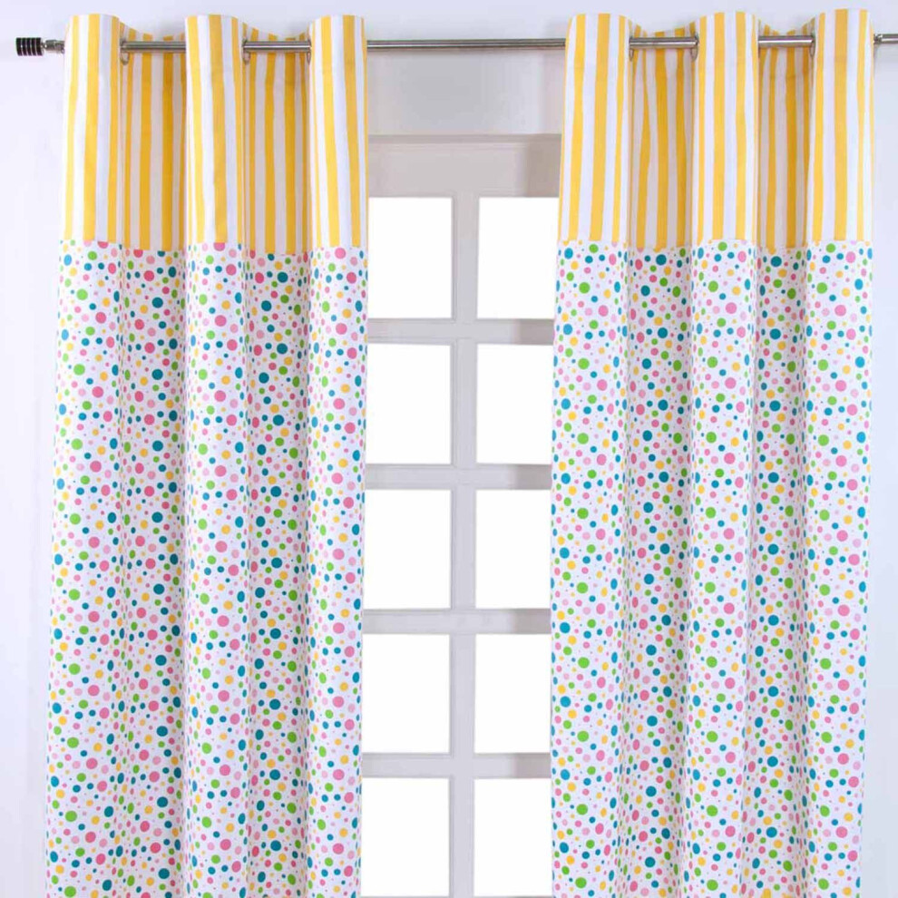 Homescapes (W 137Cm X Drop 228 Cm) Multi Polka Dots Ready Made Eyelet Curtain Pair