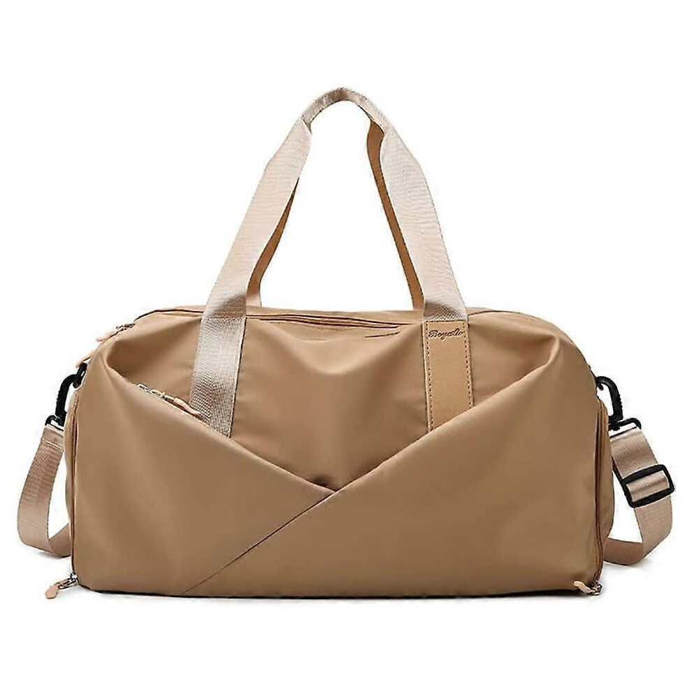 (Golden, S) Gym Bag for Women Small Travel Bag with Shoe Compartment Duffle Bag for Sport Weekend Yoga Swimming Black--image-OPC-PFY2YK2-NEW