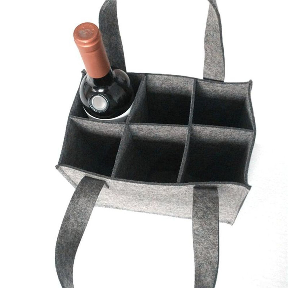 (gray) Wine Carrier Tote Bag Insulated 6 Bottle Cooler Carrying Case For Travel Picnic