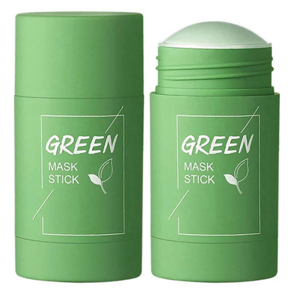 Green Tea Mask Stick, 2 Pack Green Tea Cleansing Mask Stick, Green Mask Stick for Face Moisturizes Oil Control, Deep Clean Pore, Improves Skin,Blackhe