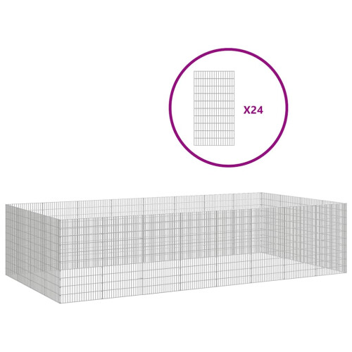 VidaXL vidaXL Free Range Animal Enclosure 24-Panel 21.3x39.4 Galvanized Iron 1