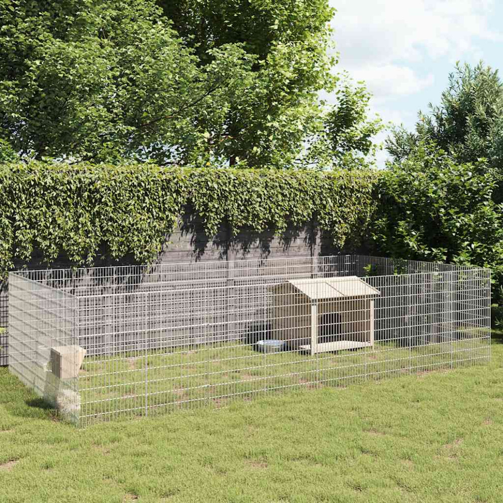 vidaXL Free Range Animal Enclosure 24-Panel 21.3x39.4 Galvanized Iron