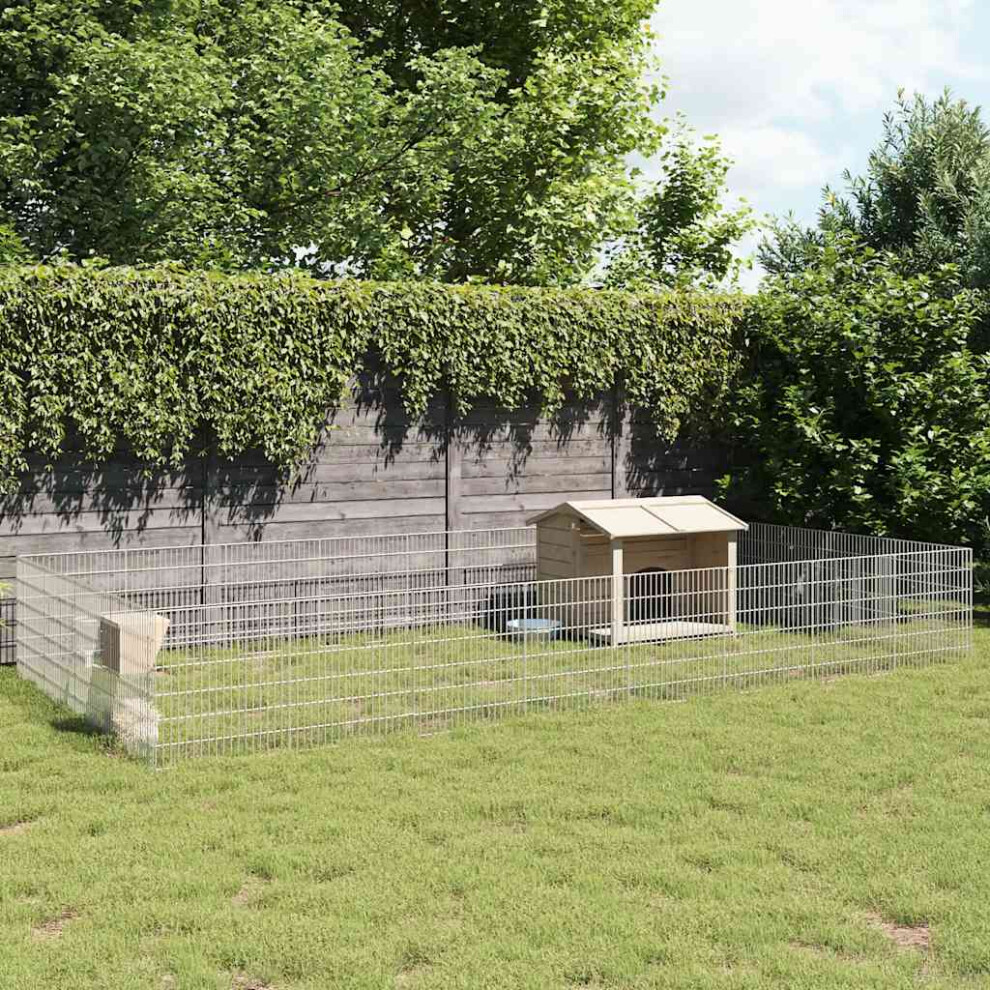 vidaXL Free Range Animal Enclosure 24-Panel 21.3x23.6 Galvanized Iron