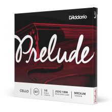Jeu de cordes D'Addario J1010 Prelude pour violoncelle, diapason 1/8, tension moyenne (1 jeu) - Noyau en acier massif, sonorit chaleureuse, con
