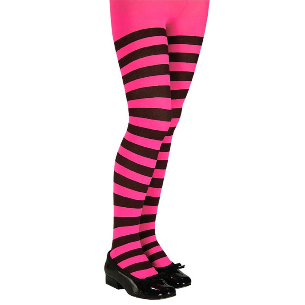 Rubie's Costume Co Child Pink/Black Striped Tights Costume Large