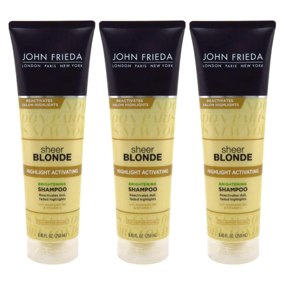 John Frieda Sheer Blonde Highlight Activating Enhancing Shampoo For Lighter Blondes 8.45 Oz Pack Of 3