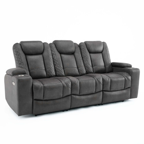 MORE4HOMES (Grey) ASHTON 3 SEATER FABRIC AUTO RECLINER SOFA 2