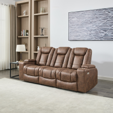 (Brown) ASHTON 3 SEATER FABRIC AUTO RECLINER SOFA