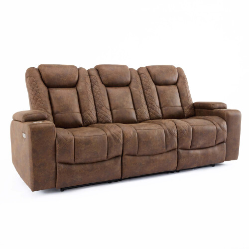 MORE4HOMES (Brown) ASHTON 3 SEATER FABRIC AUTO RECLINER SOFA 2