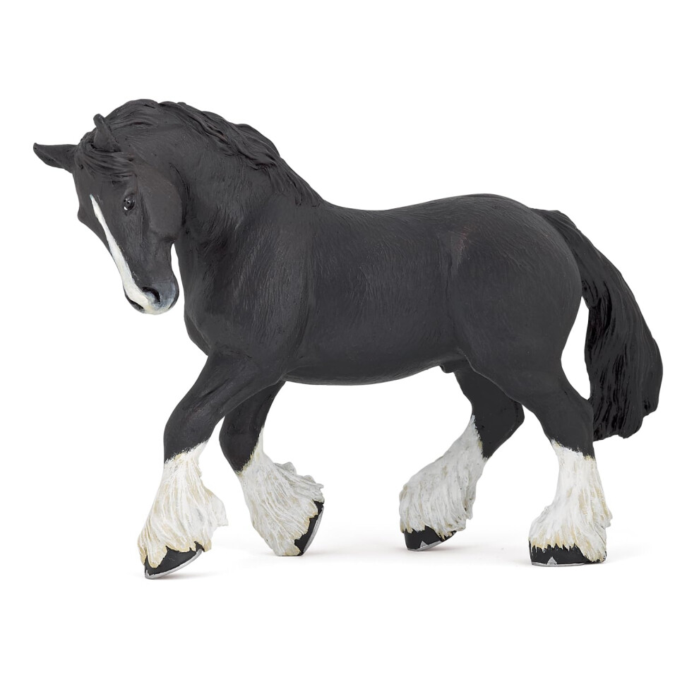 Papo - Hand-Painted - Figurine - Horses Foals And Ponies - Black Shire Horse Figure-51517 - Collectible - For Children - Suitable For Boys And Girls