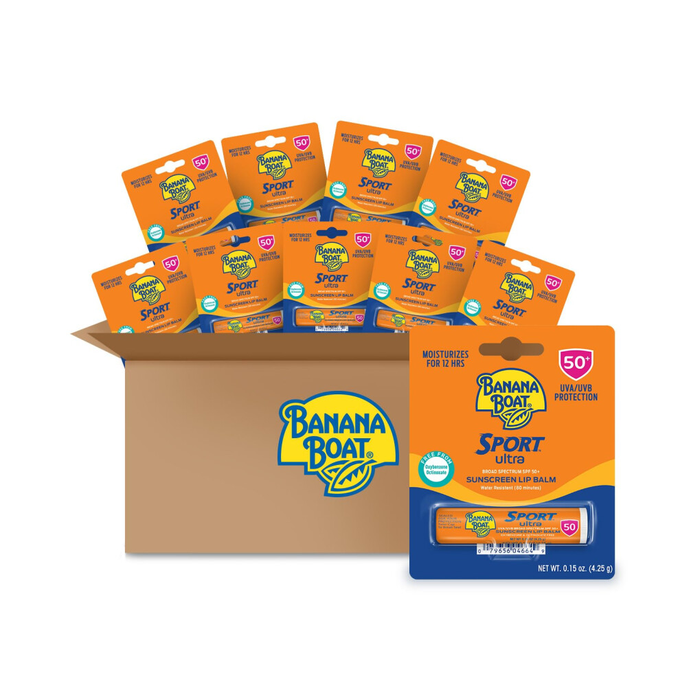 Banana Boat Sport Ultra SPF 50 Lip Sunscreen Bulk Pack | SPF Lip Balm Pack  Banana Boat Lip Balm SPF 50  Oxybenzone Free Sunscreen  Lip Sunblock  Trav