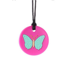 (hot pink) Chewy Necklace Autism Adhd Biting Sensory Toy Child Baby Teething Chew Teether