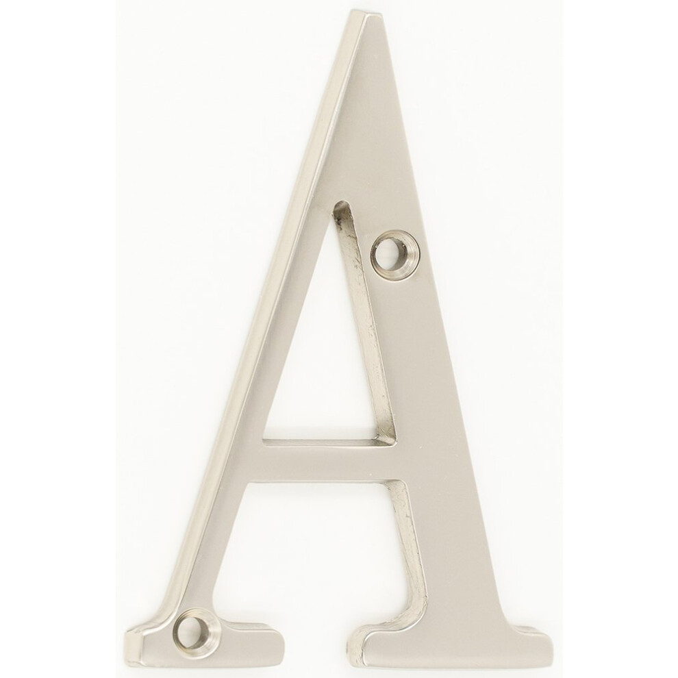 ZW Hardware B100 4 Inch Solid Brass Matt Nickel Plated House Letter A