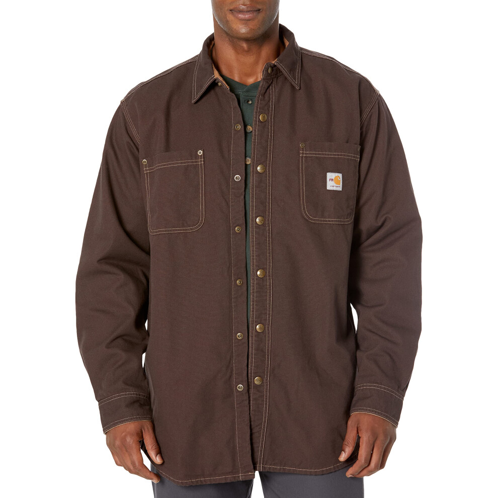 Carhartt Men's Big & Tall Flame Resistant Canvas Shirt Jacket Dark Brown XXXX-Large