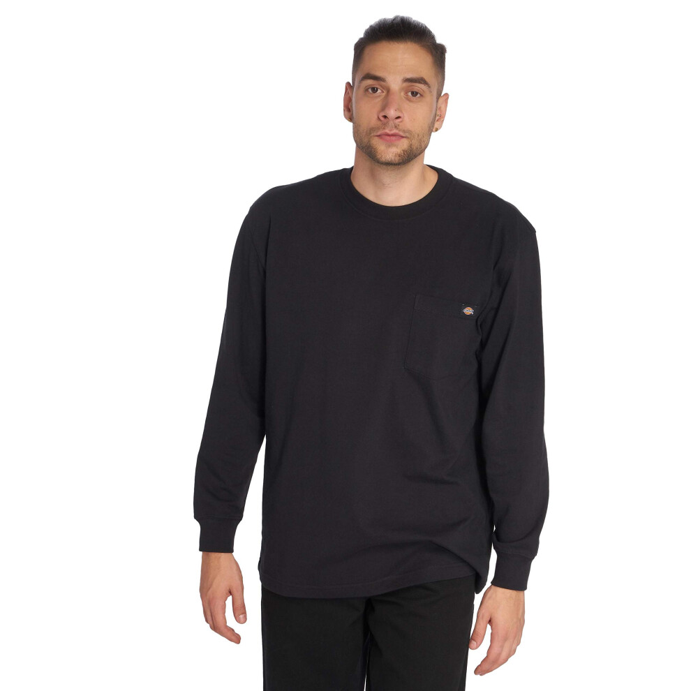 Dickies Mens Big & Tall Long-sleeve Heavyweight Crew-neck T-shirt Work Utility T Shirts Black XX-Large Tall US