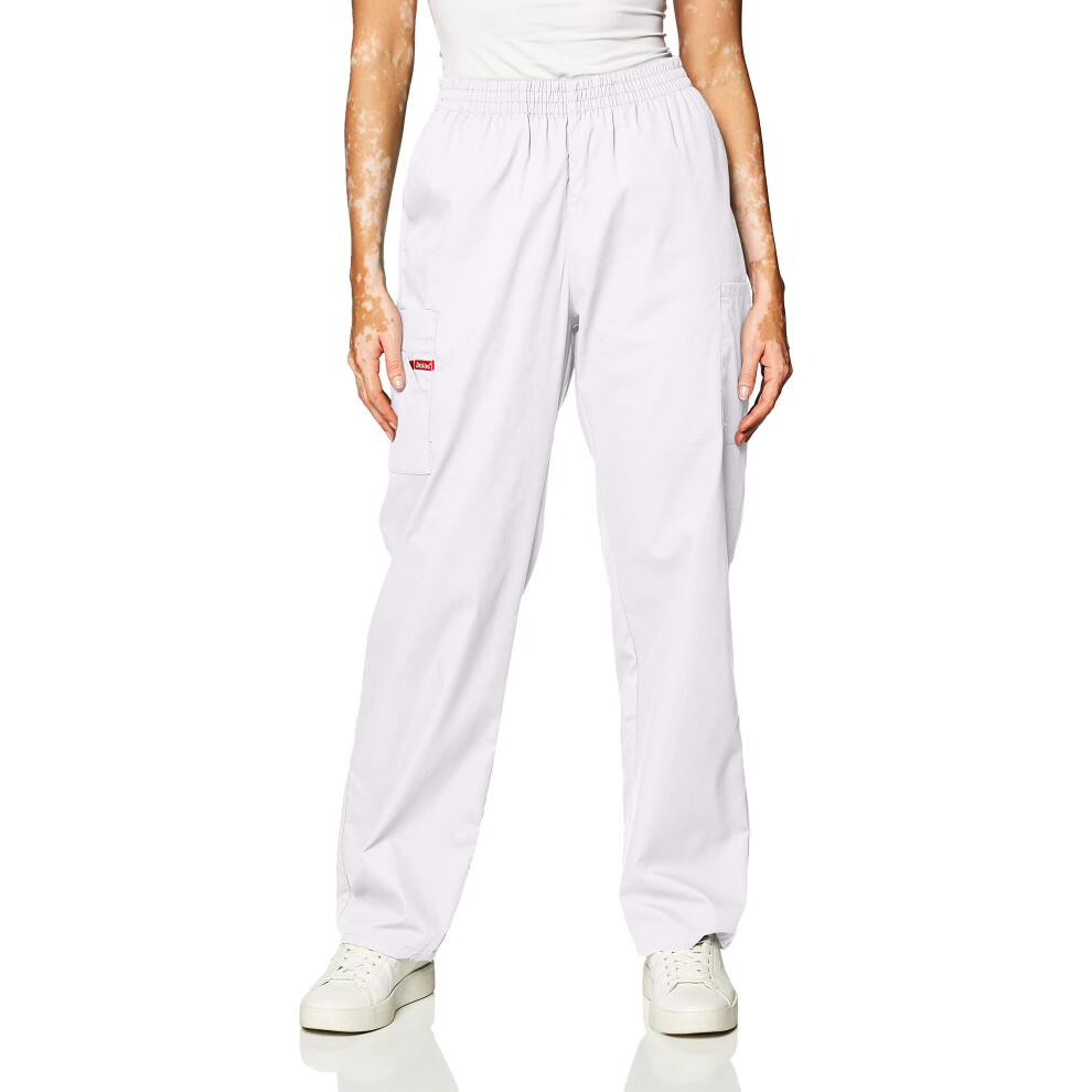 Dickies EDS Signature Scrubs for Women  Elastic Waist Pull-On Cargo Pants for Women in Soft Brushed Poplin 86106  M  White