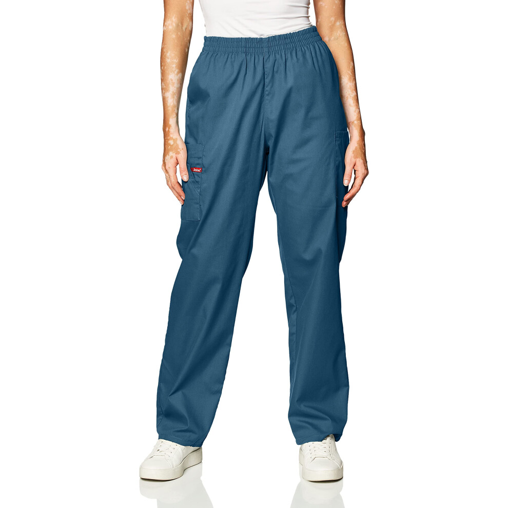 Dickies Women's Signature Elastic Waist Scrubs Pant Caribbean Blue X-Small Petite