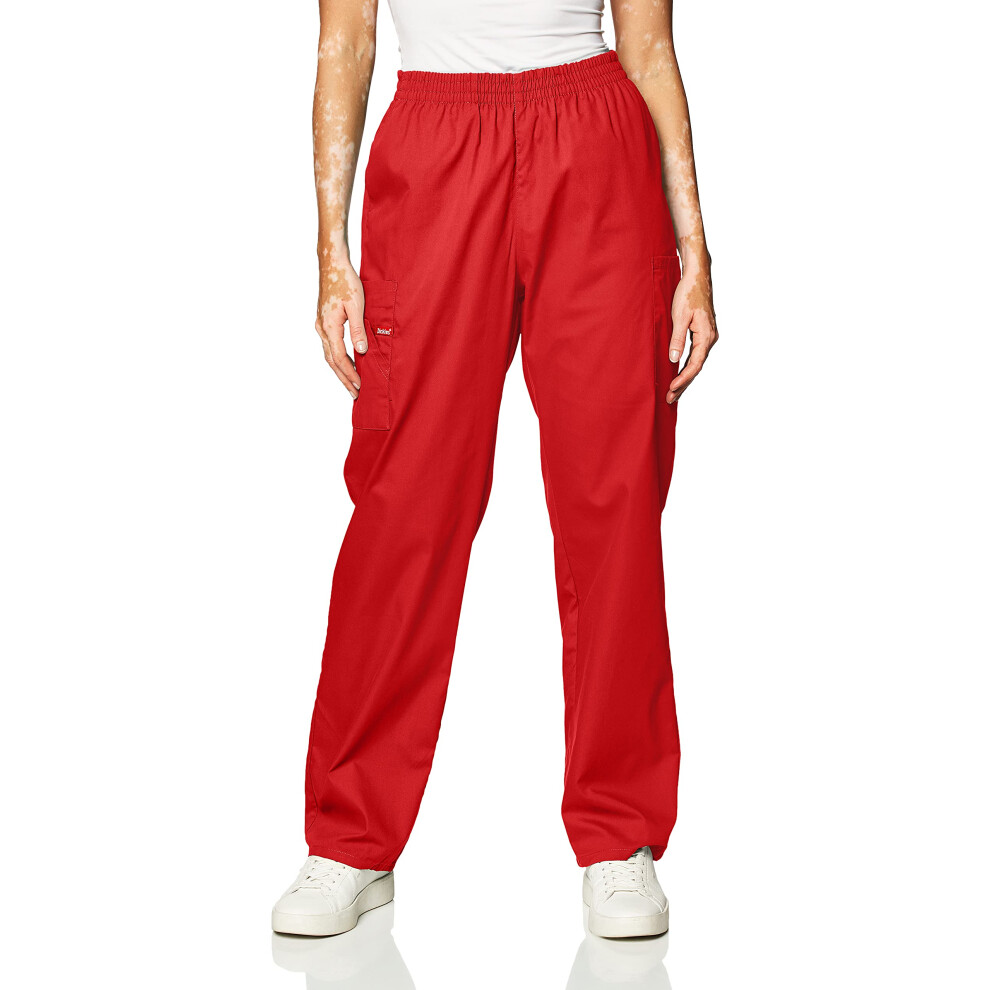 Dickies Women's Signature Elastic Waist Scrubs Pant Red Medium