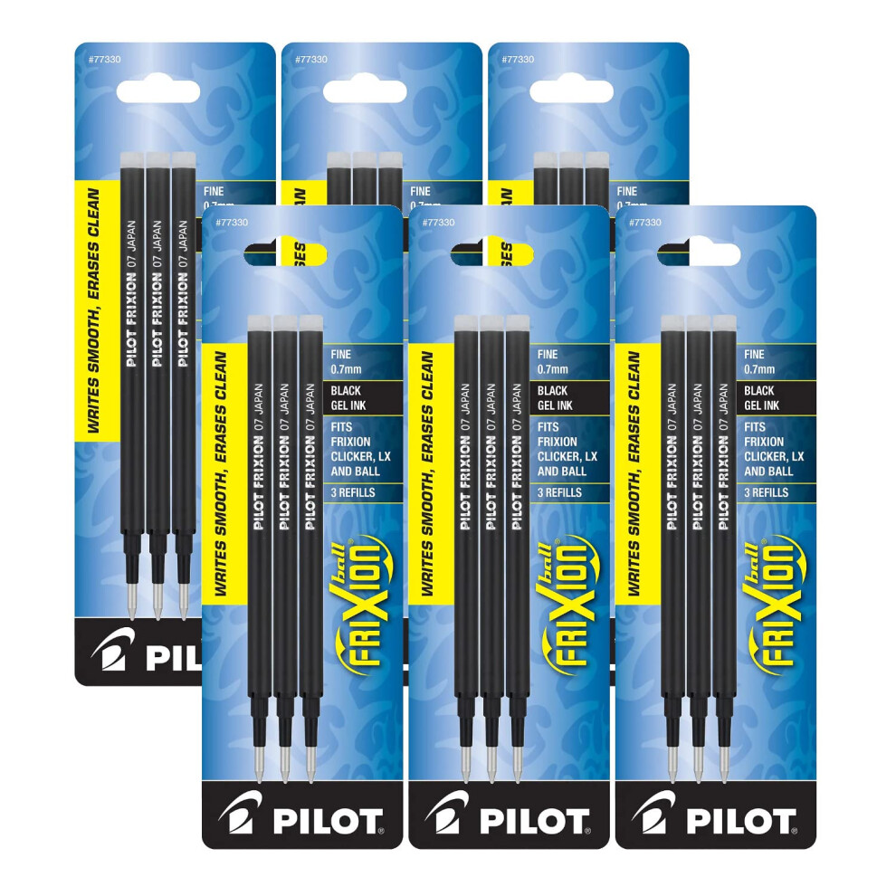 Pilot Gel Ink Refills For FriXion Erasable Gel Pen Fine Point Black Ink - Pack Of 18 77330