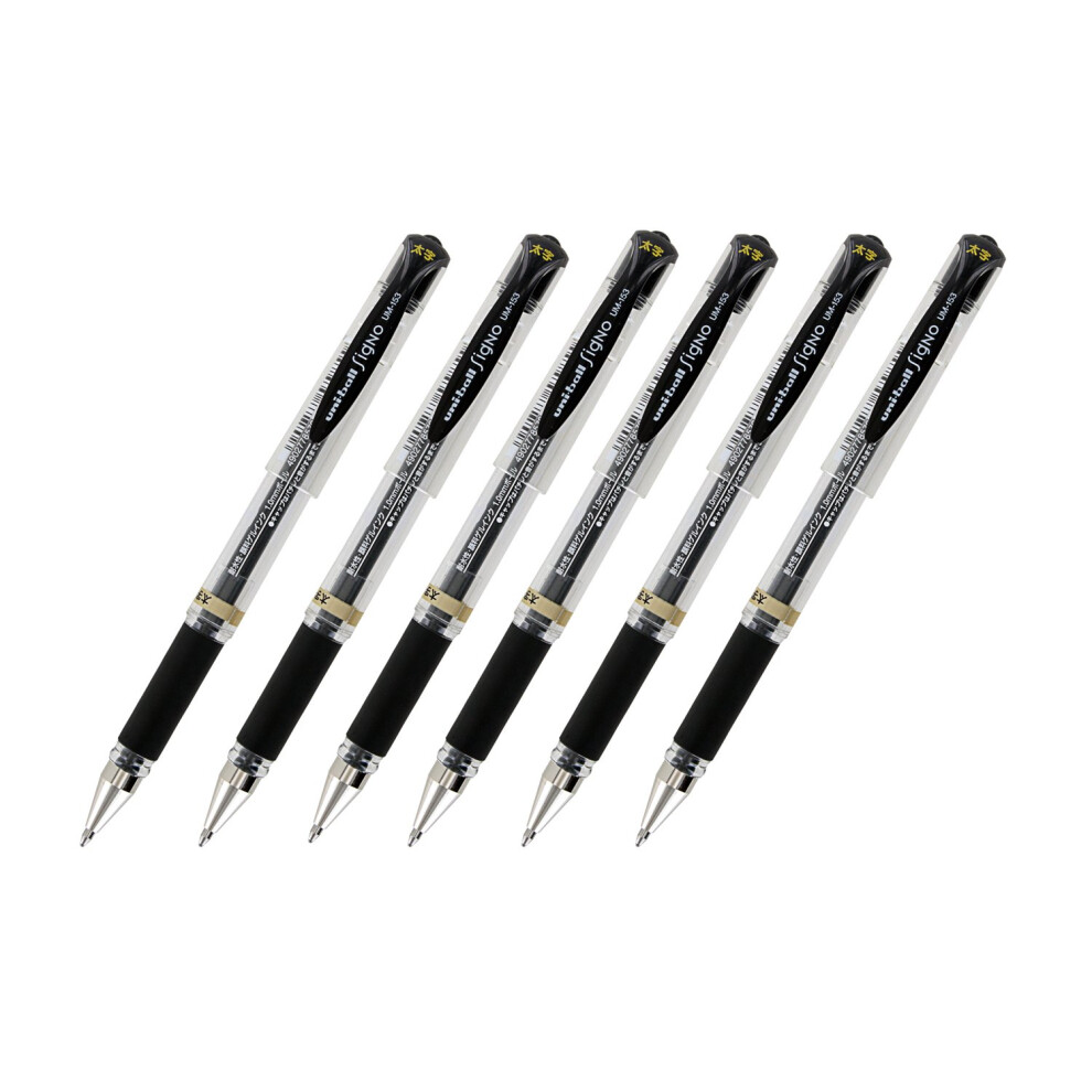 Uni-Ball Signo UM-153 Gel Ink Rollerball Pen 1.0mm Broad Point Black Ink Pack Of 6