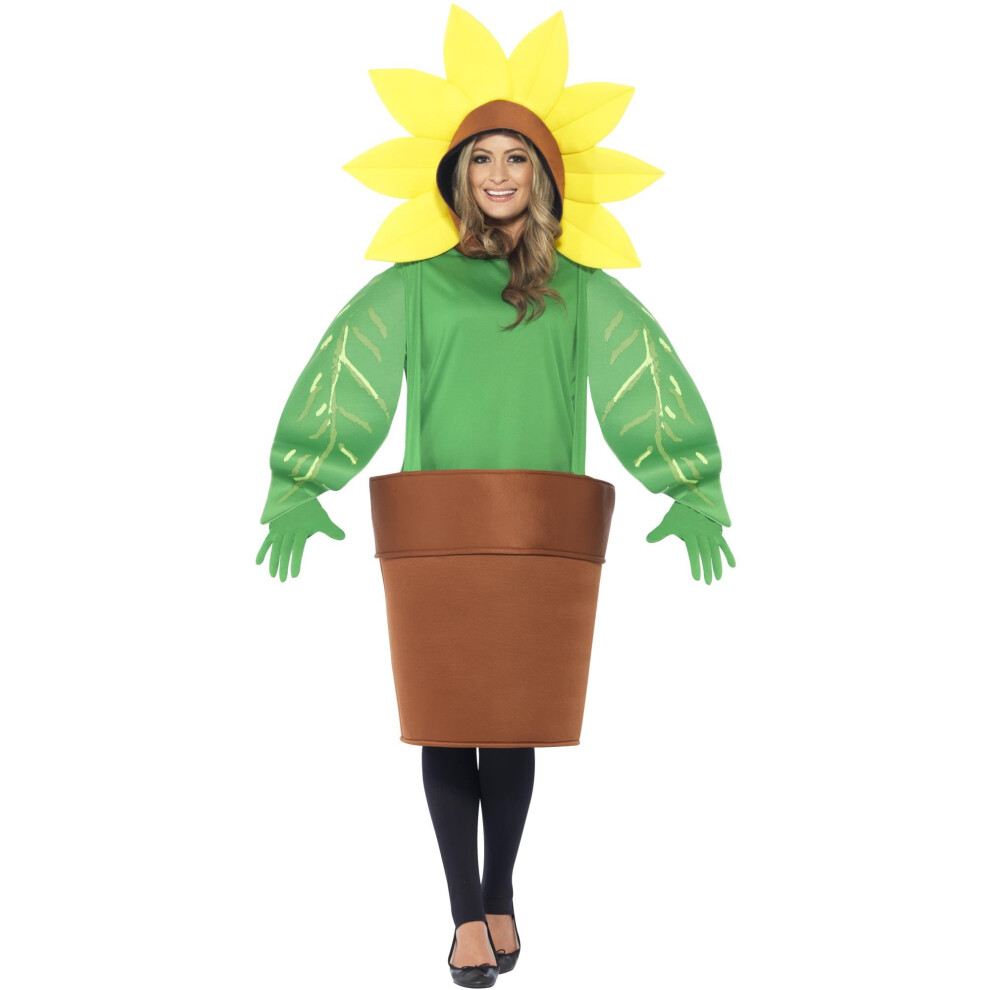 Smiffys Womens Sunflower Costume With Top With Attached Hood Green One Size