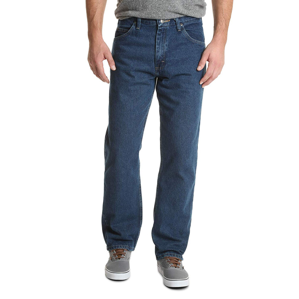Wrangler Authentics Men's Classic 5-Pocket Relaxed Fit Cotton Jean  Dark Stonewash  35W x 32L