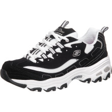 Skechers womens D'lites Biggest Fan Memory Foam Lace-up Fashion Sneaker Black/White 10 Wide US