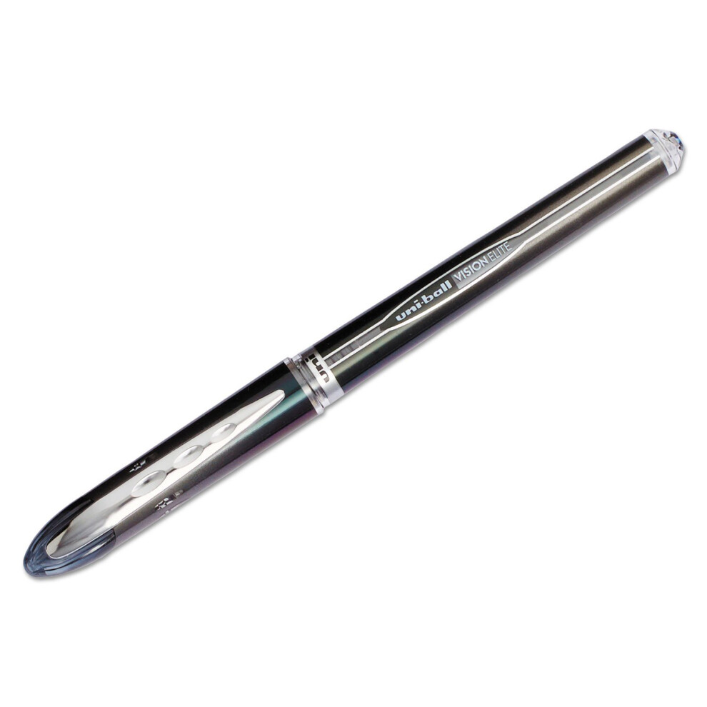 Uni-Ball Vision Elite Stick Micro Point Airplane-Safe Rollerball Pens Black Ink 0.5mm 6 Pack