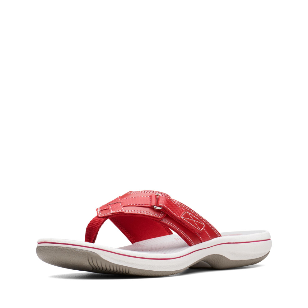 Clarks Women's Breeze Sea Flip-Flop New Red Synthetic 8