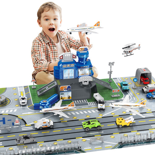 Interactive Trucks Aircraft Tower Play Set Kids Toy