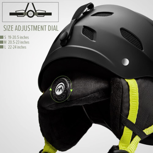OutdoorMaster Kelvin Casco da sci - Casco da snowboard per uomo, donna e ragazzo Nero+Limone S 1