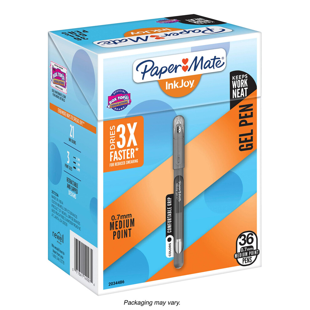 Paper Mate InkJoy Gel Pens Medium Point 07mm Capped 36 Count Black 2034486