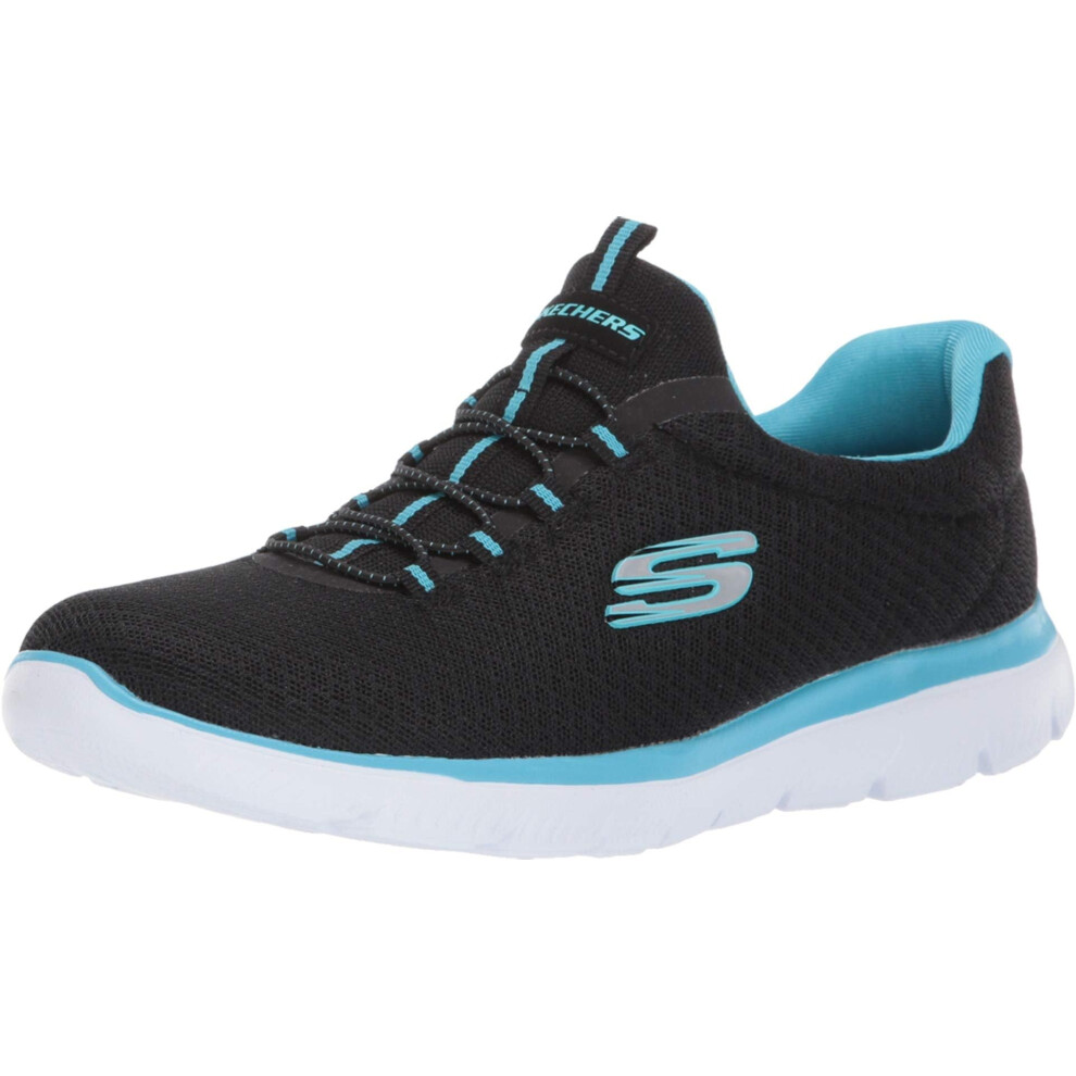 Skechers Womens Summits Sneaker Black/Turquoise 5 US