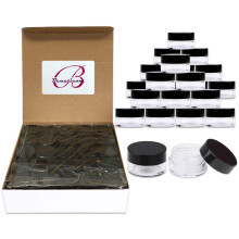 50 potten - Beauticom hoogwaardige 5 gram/5 ml BPA-vrij dik helder acryl geen lekkage plastic lege containers met zwart deksel voor cosmetische lippe