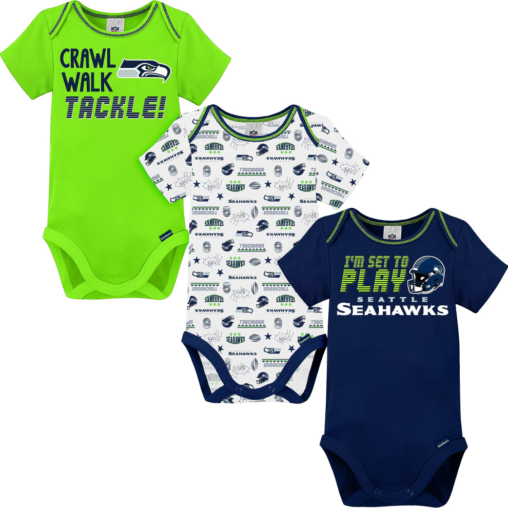 Gerber Unisex Baby Baby Boys NFL 3 Pack Short Sleeve Onesie Bodysuit Team Color 3-6 Months