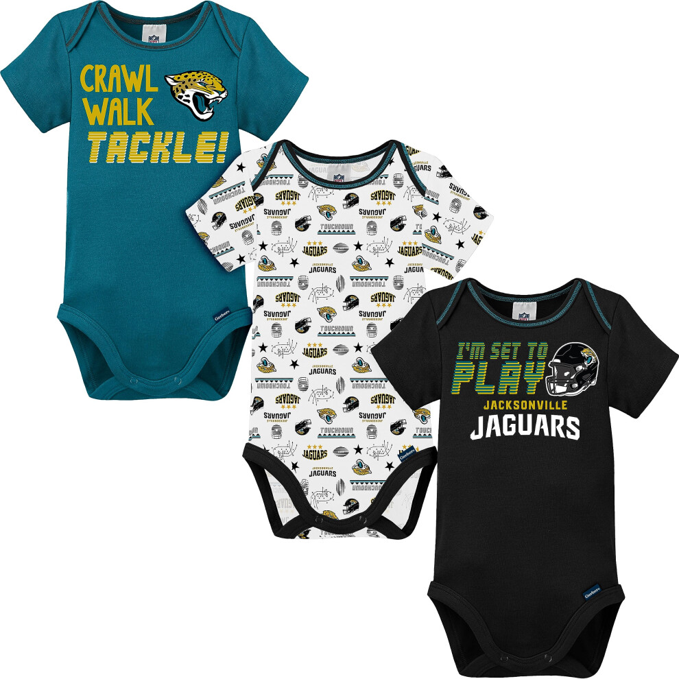 Gerber Unisex Baby Baby Boys NFL 3 Pack Short Sleeve Onesie Bodysuit Team Color 6-12 Months