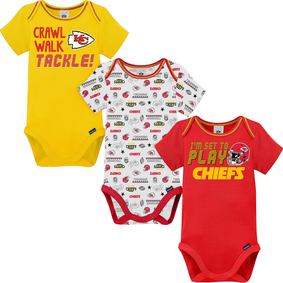 Gerber Unisex Baby Baby Boys NFL 3 Pack Short Sleeve Onesie Bodysuit Team Color 0-3 Months