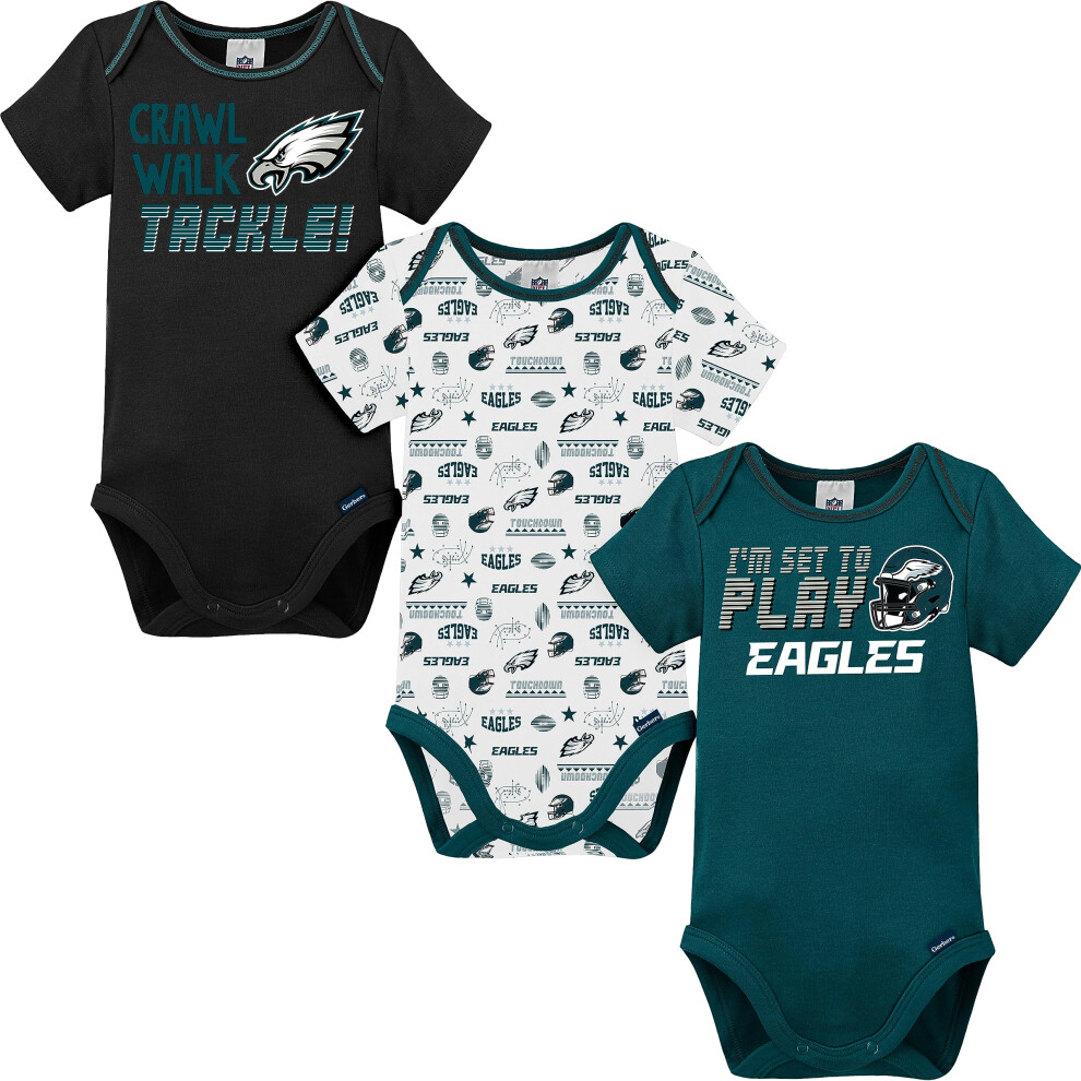 Gerber Unisex Baby Baby Boys NFL 3 Pack Short Sleeve Onesie Bodysuit  Team Color  3-6 Months