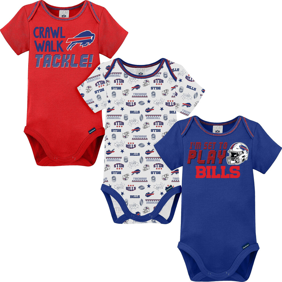 Gerber Unisex Baby Baby Boys NFL 3 Pack Short Sleeve Onesie Bodysuit Team Color 6-12 Months