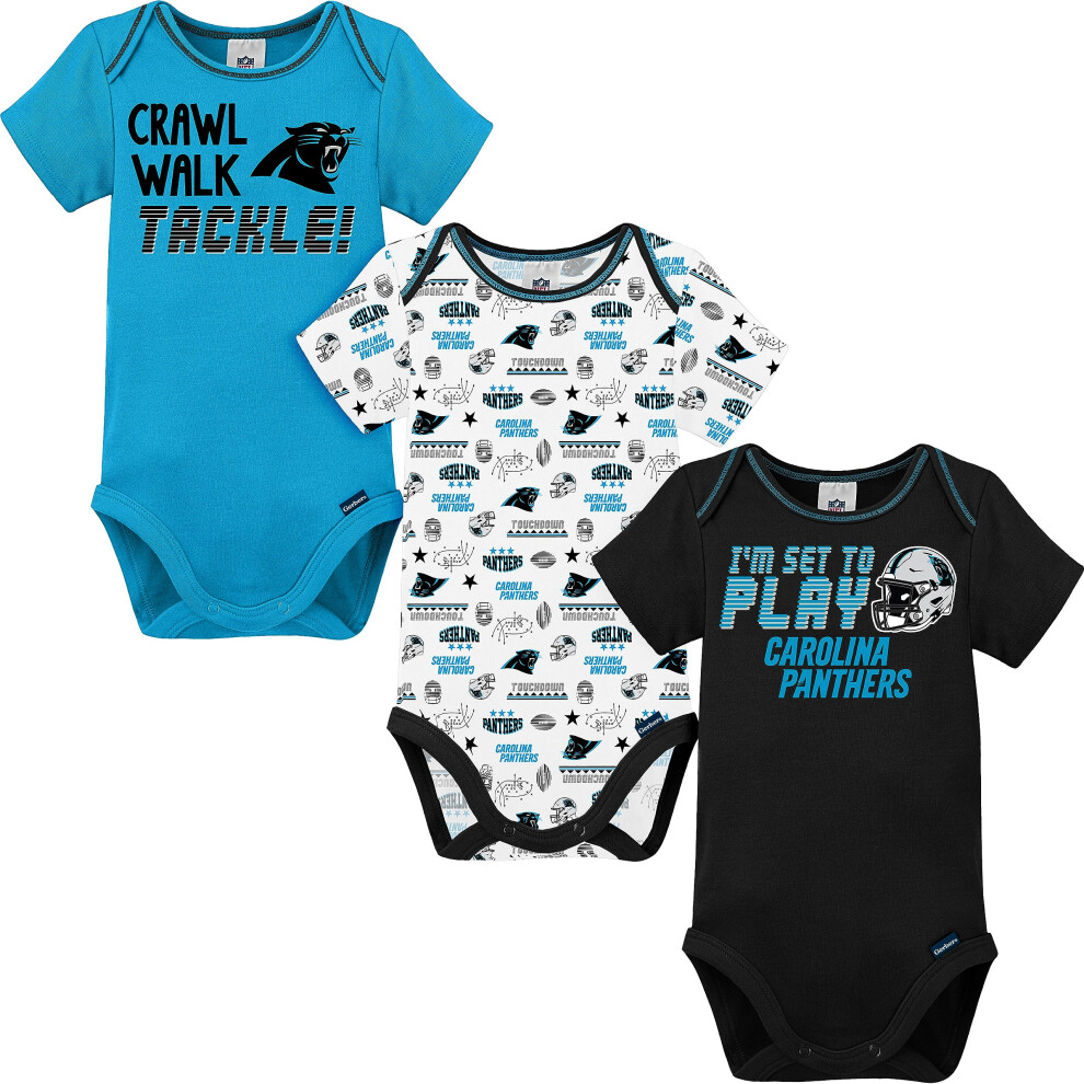 Gerber Unisex Baby Baby Boys NFL 3 Pack Short Sleeve Onesie Bodysuit Team Color 0-3 Months