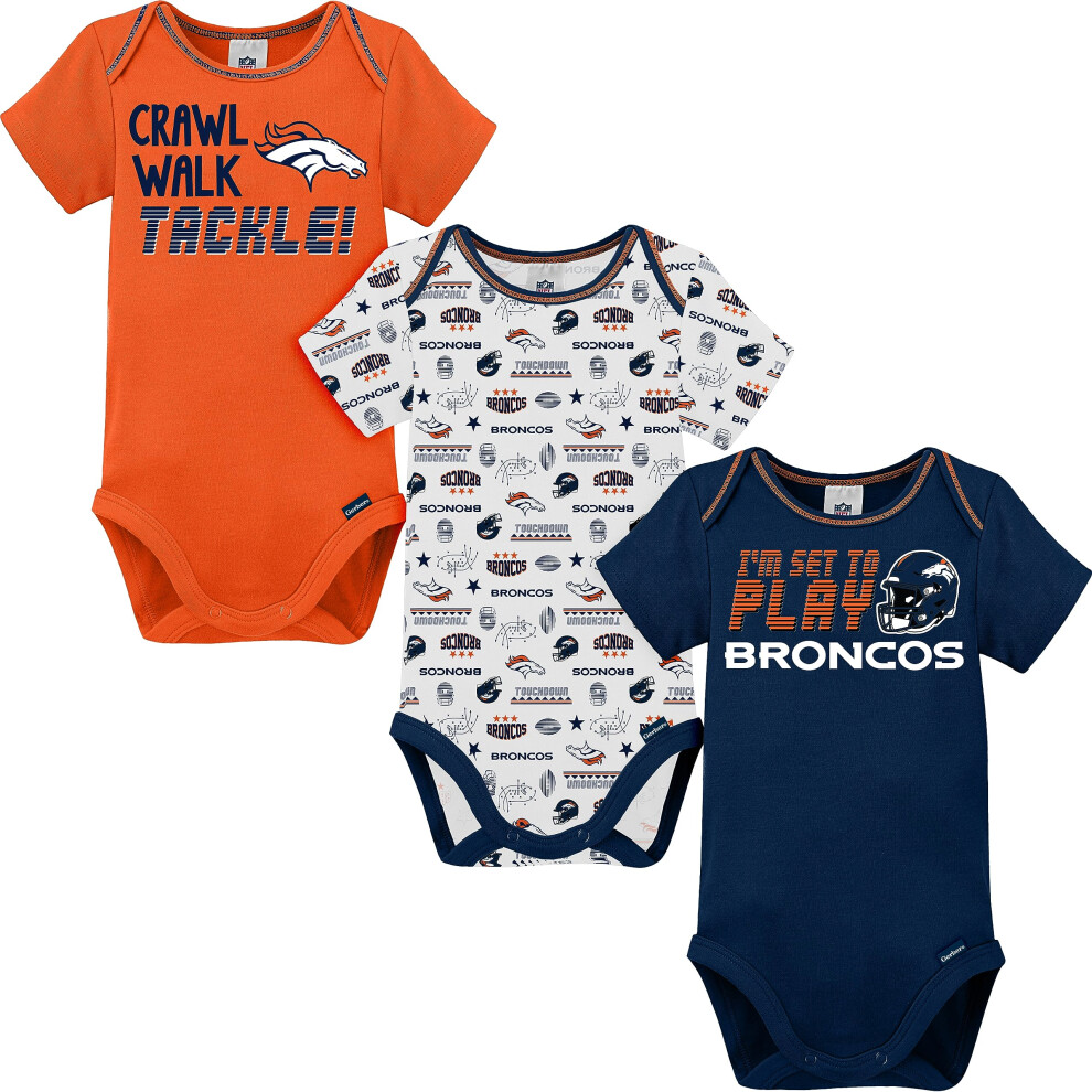 Gerber Unisex Baby Baby Boys NFL 3 Pack Short Sleeve Onesie Bodysuit Team Color 3-6 Months