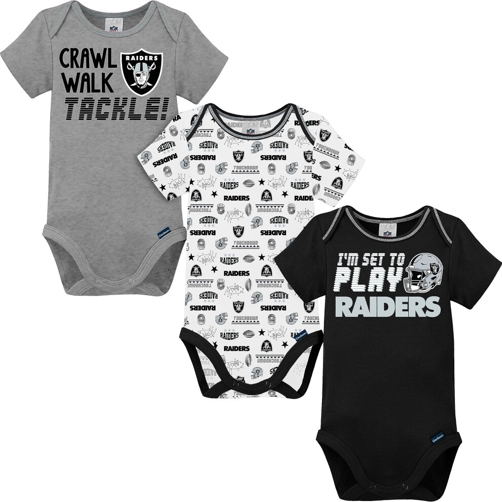 Gerber Unisex Baby Baby Boys NFL 3 Pack Short Sleeve Onesie Bodysuit Team Color 3-6 Months