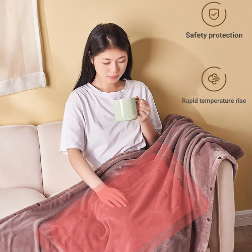 (Coffee) Heated Blanket Thickened Usb Charging Large Heating Range Safe Using Firm Hem Heating Blanket For Sofa 2