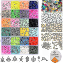 4000pcs Clay Beads for Jewelry Bracelet Making Kit 6mm 24 Colors Flat Polymer